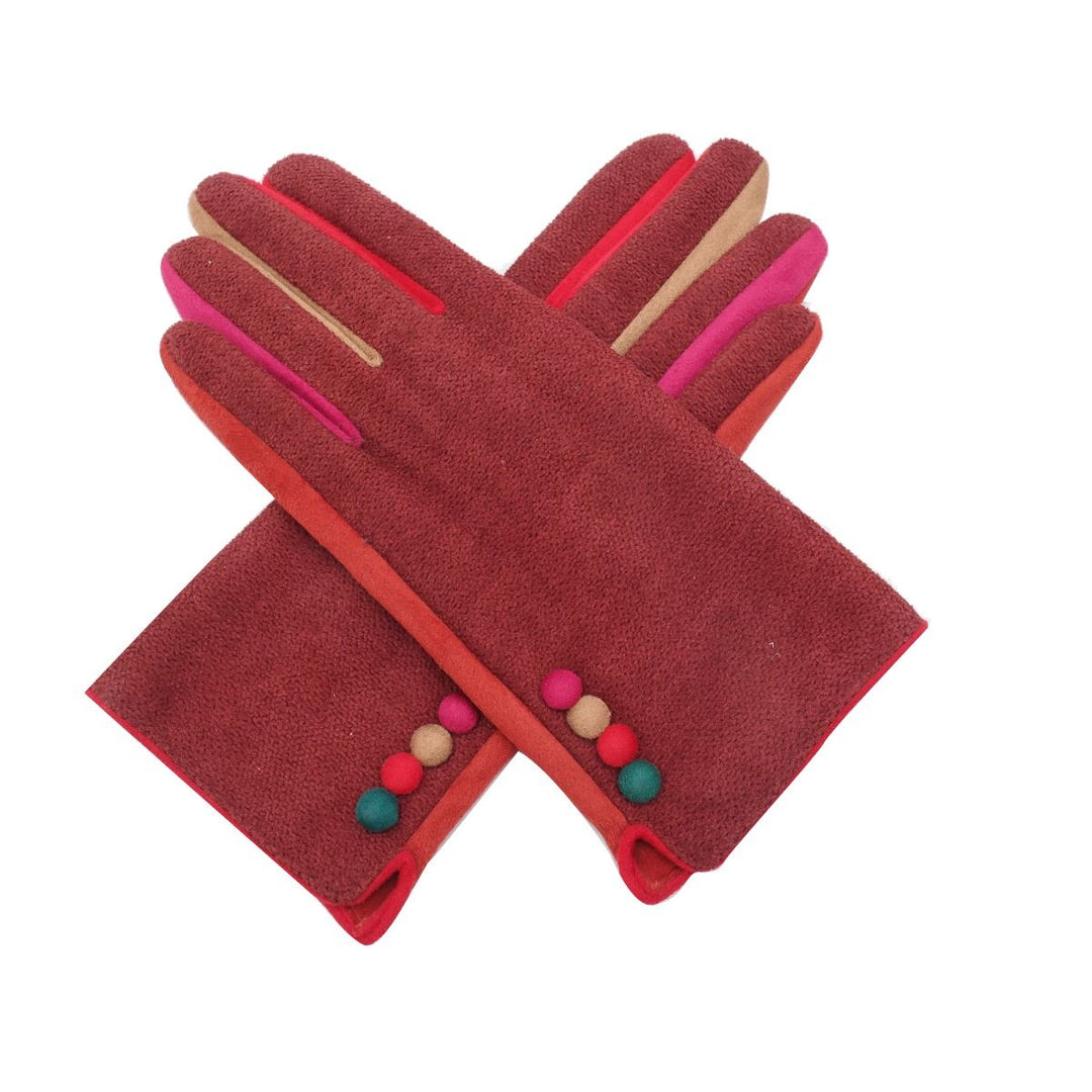 Winter Gloves - fabric/suede - Orange