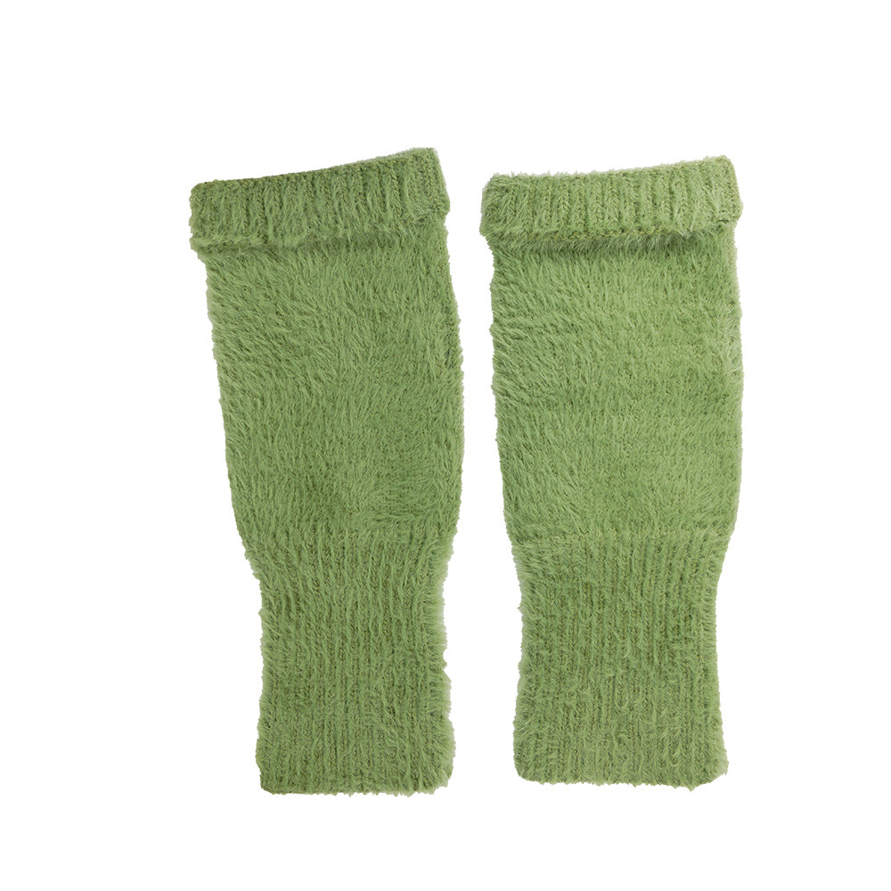 Fine knit fingerless gloves - Green