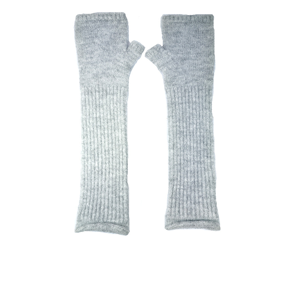 Long Fingerless Gloves - Light Grey