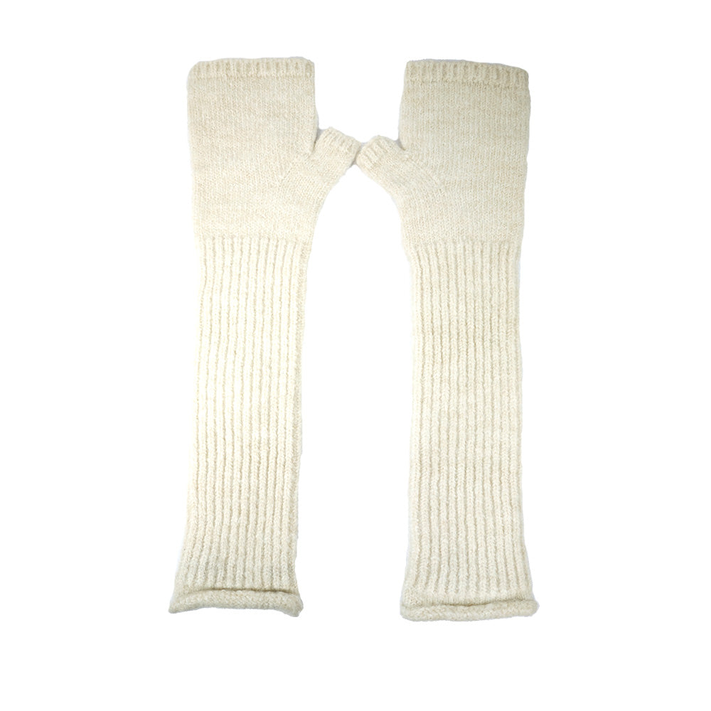 Long Fingerless Gloves - Cream