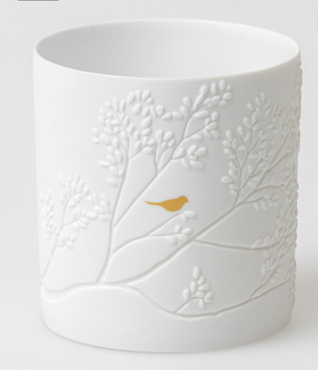 Porcelain Stories Tealight Holder -Golden Bird