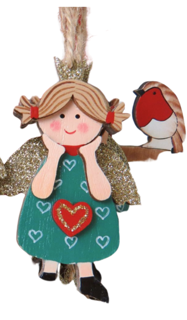 Wooden Angel Tree decoration