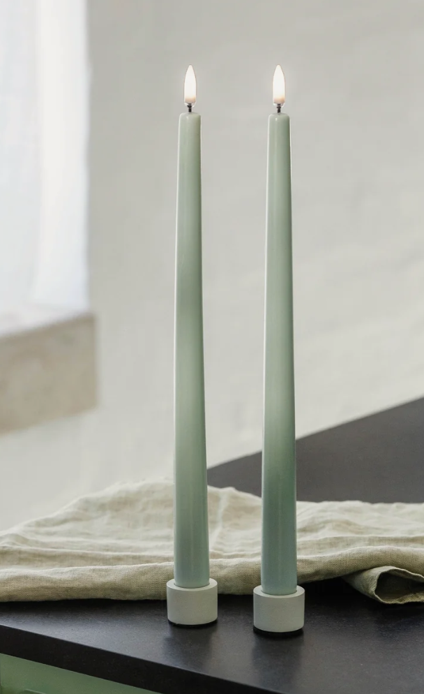 Taper Candle Holders Pack Of 2  -Dusty Green