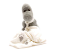 Knitted Grey Diplodocus Soft Toy With Comfort Blanket