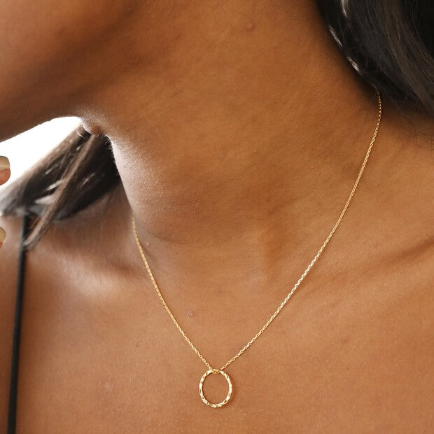 Hammered Halo Pendant Necklace