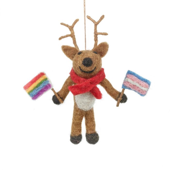 Rainbow Reindeer Hanging Decoration