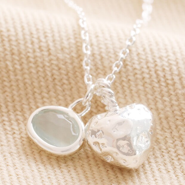 Heart And Moonstone Pendant Necklace