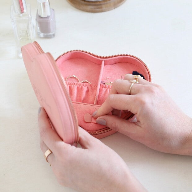 Peach Pink Heart Jewellery Box