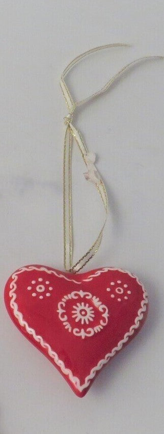 Red Ceramic Hanging Decoration - Heart