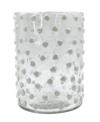 Glass White Heart Mosiac Vase