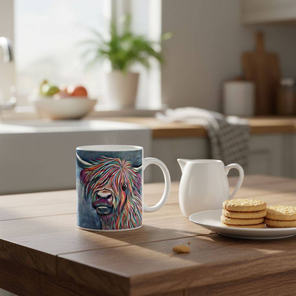 Aquamarine Highland Cow Mug