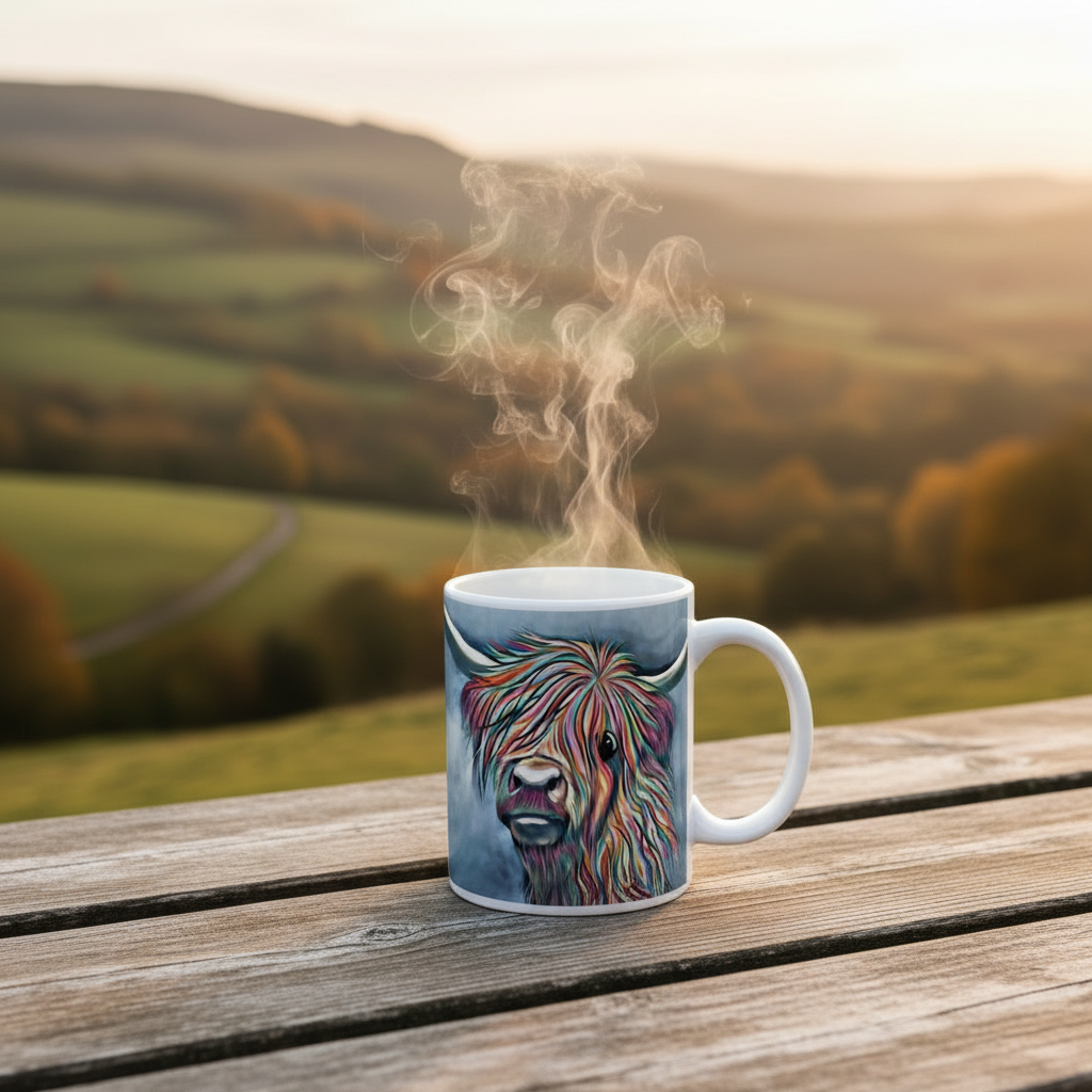 Aquamarine Highland Cow Mug