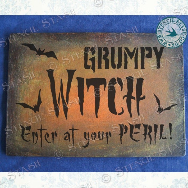 Grumpy Witch Stencil