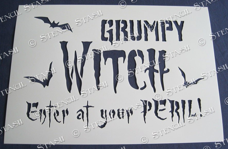 Grumpy Witch Stencil