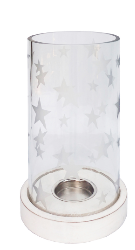 Frosted Star Glass Hurricane Lamp