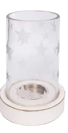 Frosted Star Glass Hurricane Lamp