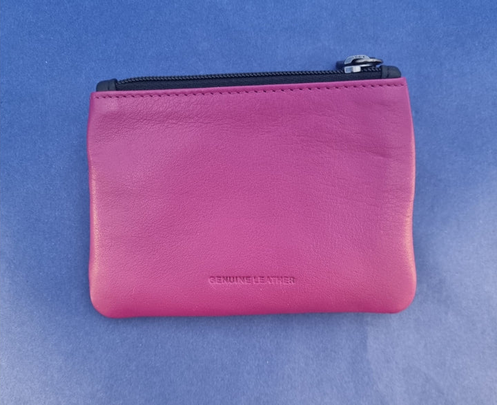 Coin Purse with Coloured Zips - Fuschia