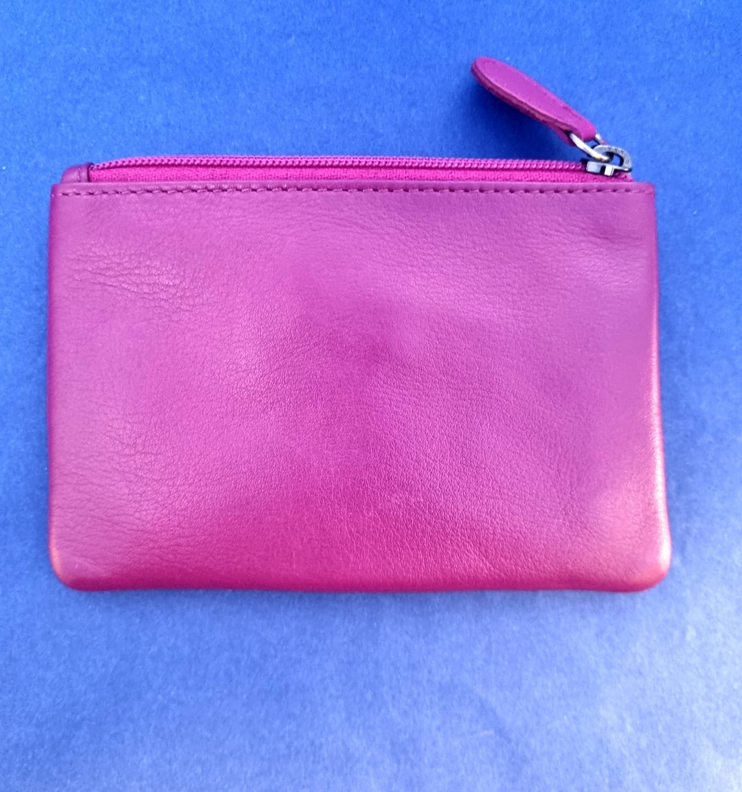 Mini Leather Change Pouch / Fuchsia