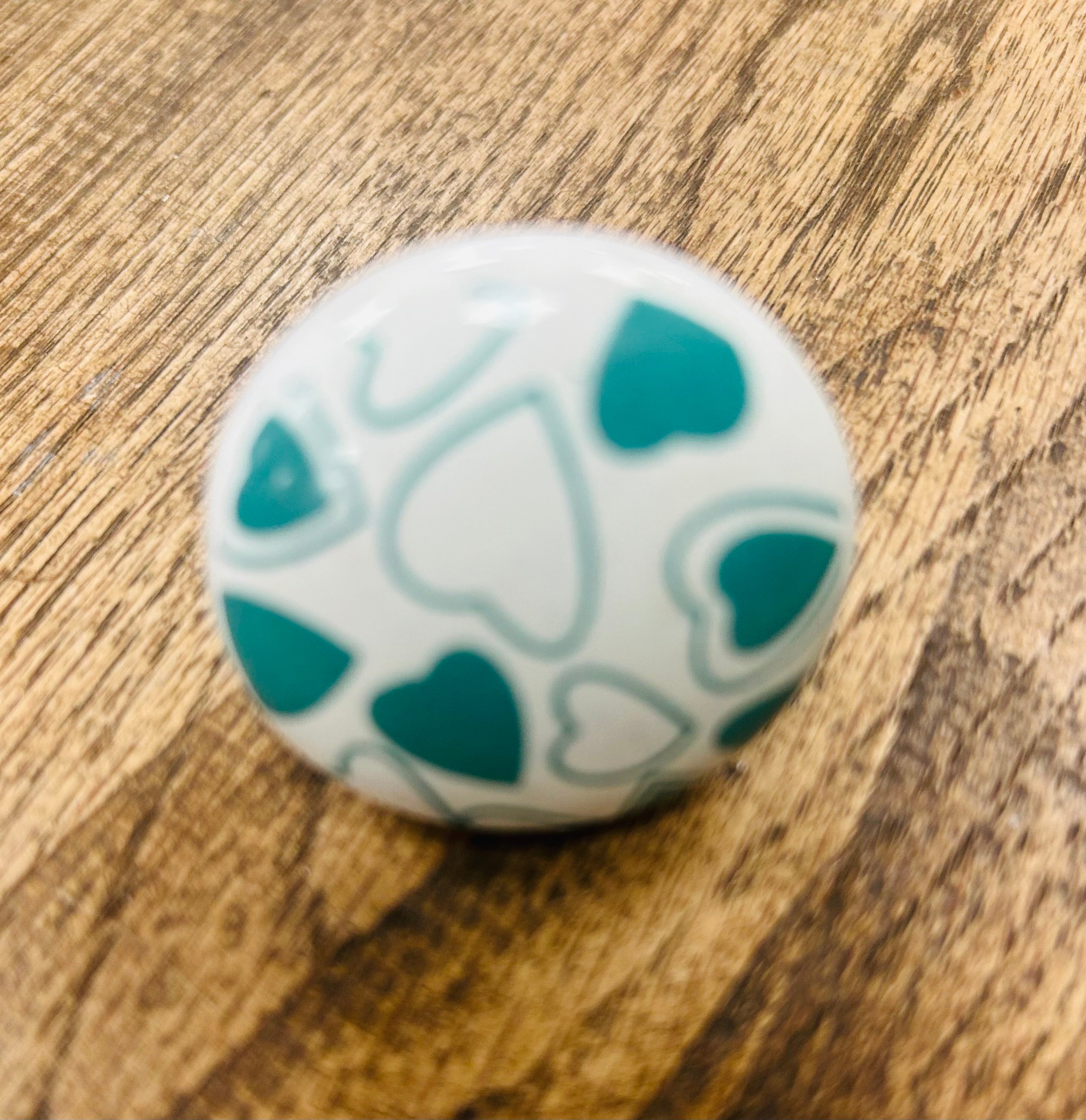 Teal Hearts Flat Knob