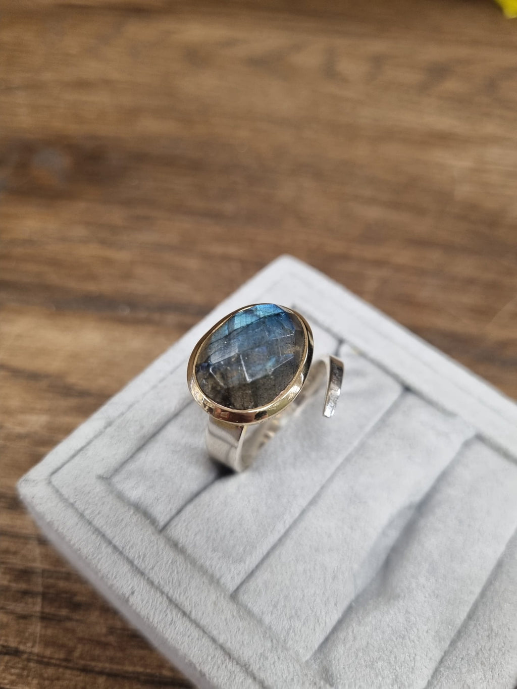 Maha Labradorite 18ct Gold Vermeil And Sterling Silver Ring