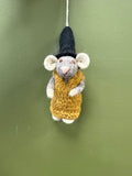 Grey Girl Mouse in Ochre Dress - Small