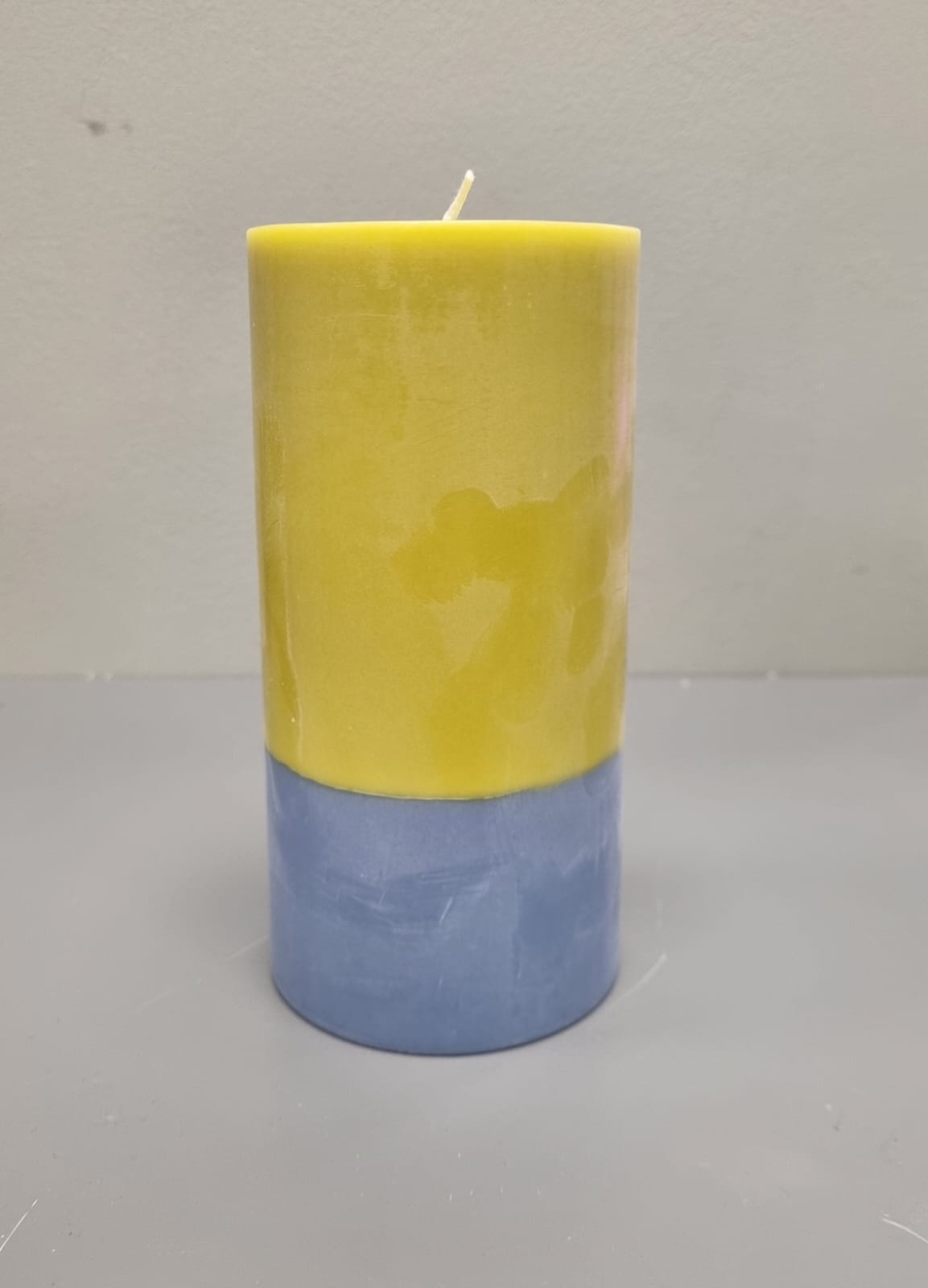 Block Colour Pillar Candle - Blue/Green