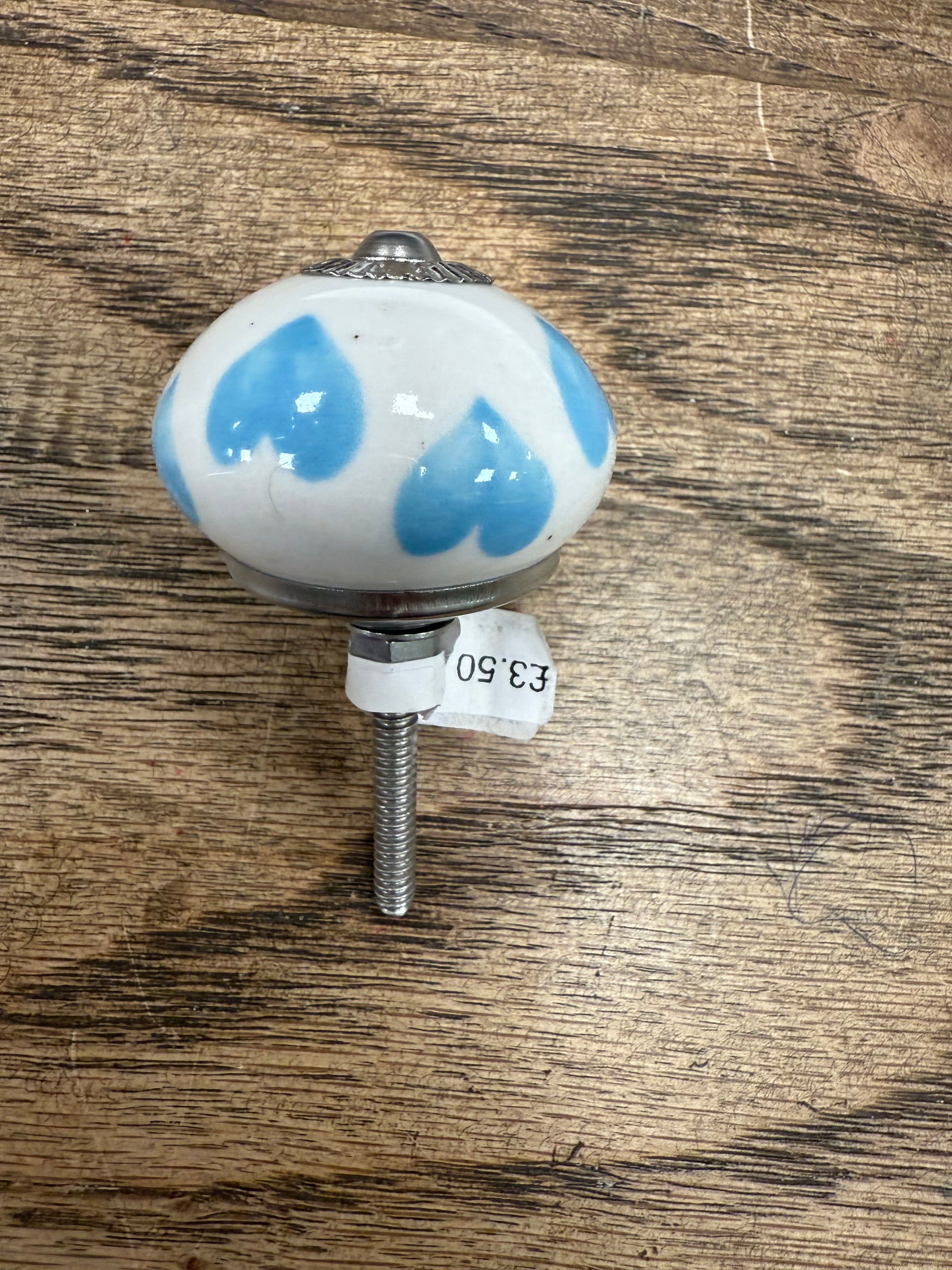 White with Blue Hearts