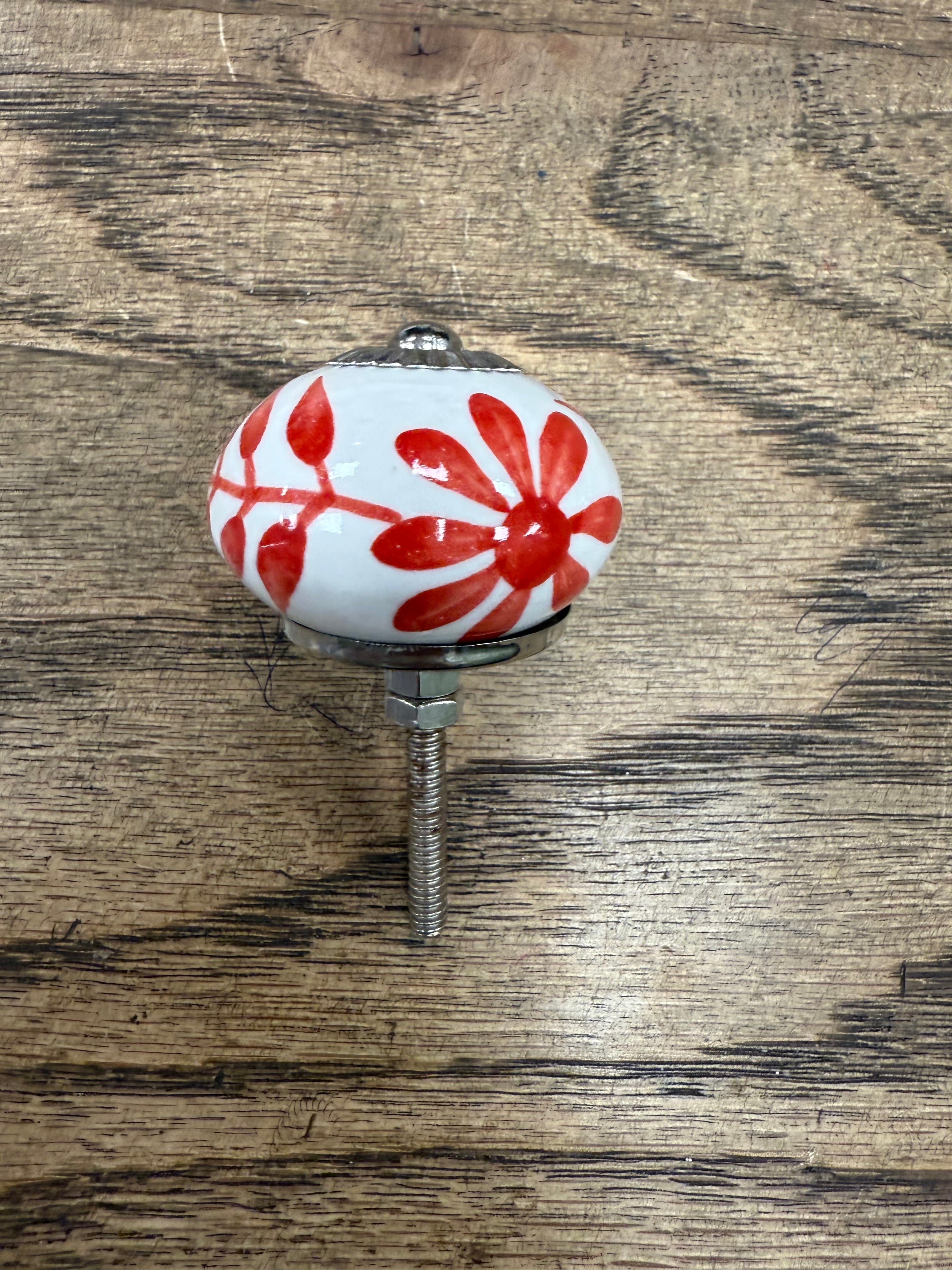 Bold Red Flower Knob