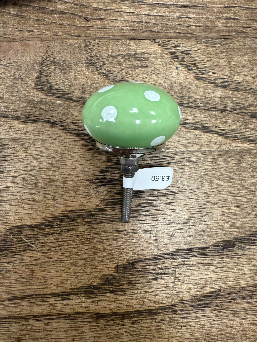 Pale Green with White Dots Knob