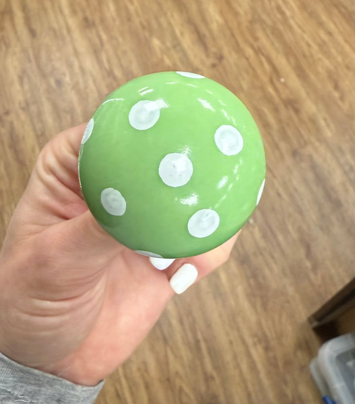 Pale Green with White Dots Knob