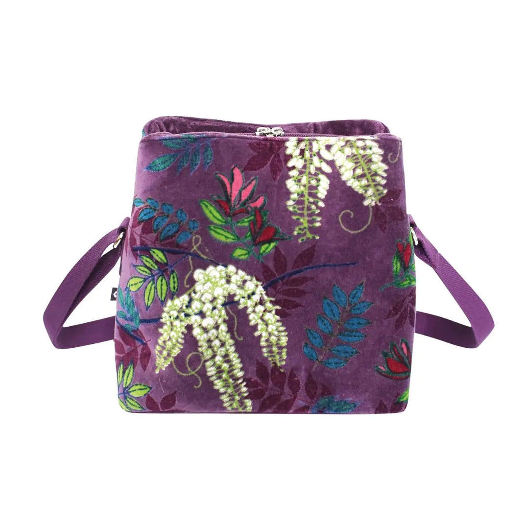 Botanical Velvet Logan Bag - Aubergine