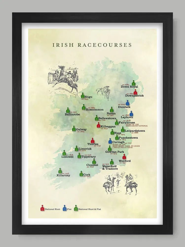 Irish Racecourses - Horse Racing Poster Print