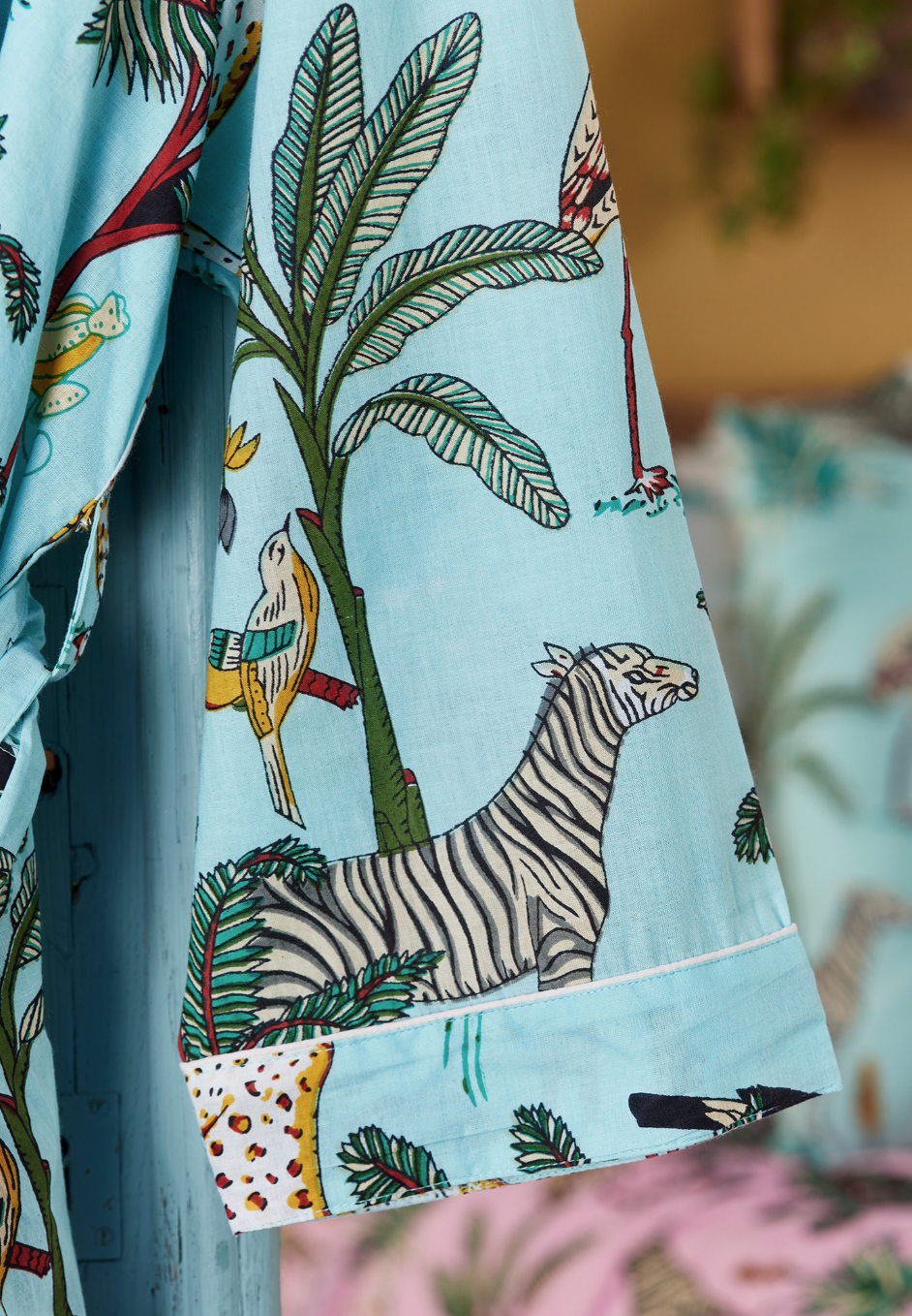 Cotton Dressing Gown - Jade Jungle Print