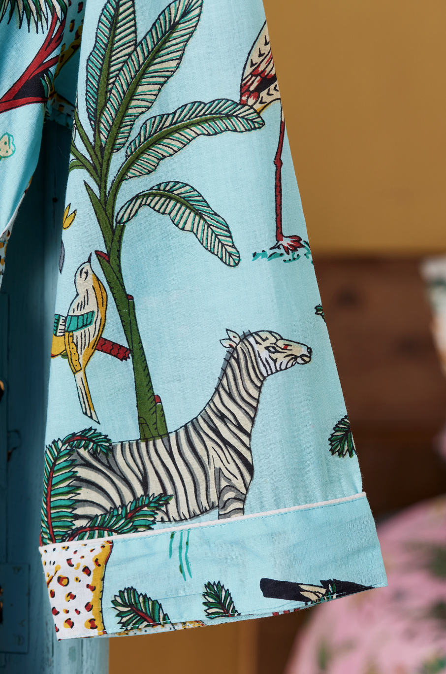 Cotton Dressing Gown - Jade Jungle Print