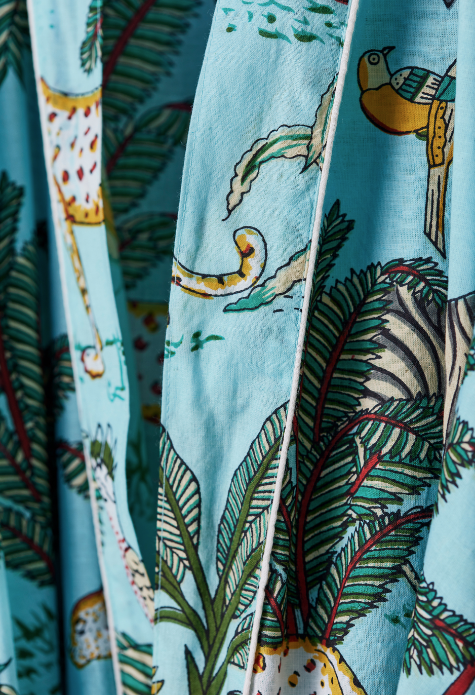 Cotton Dressing Gown - Jade Jungle Print