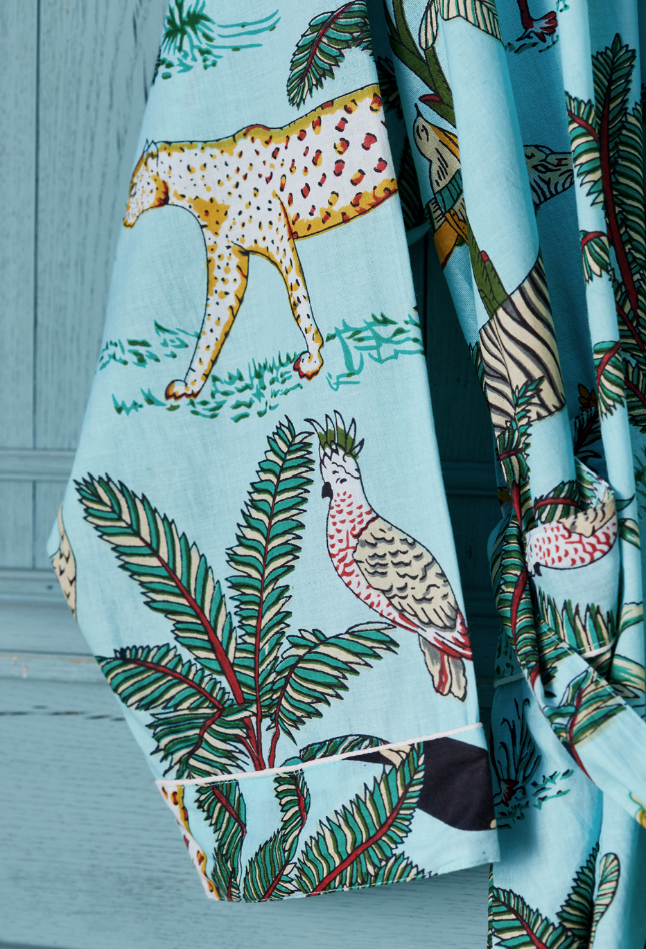 Cotton Dressing Gown - Jade Jungle Print