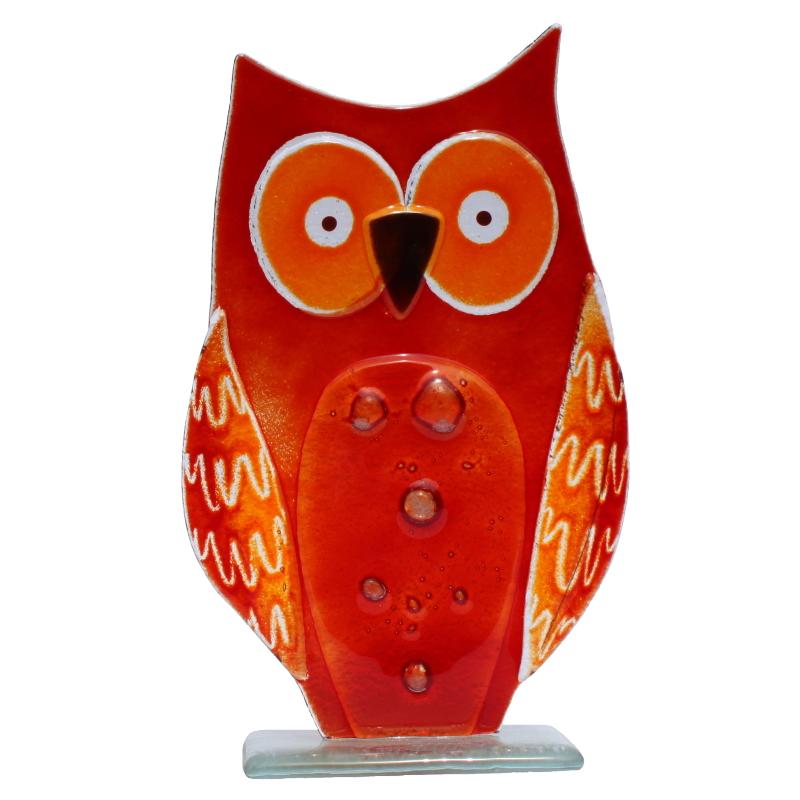 Owl Glass Ornament - Ruby 11L