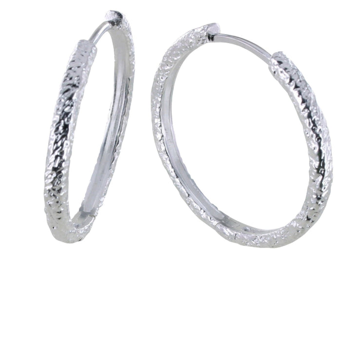 Textured Silver hoop earrings