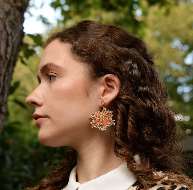 Leaf Beaded Earrings