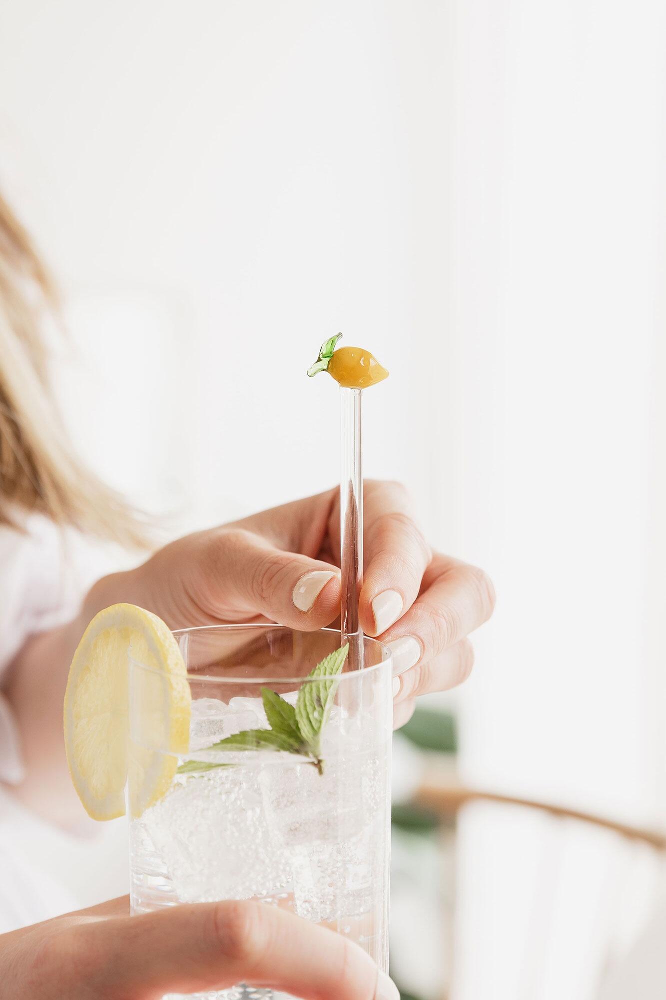 Lemon Glass Stirrers – Set of 4