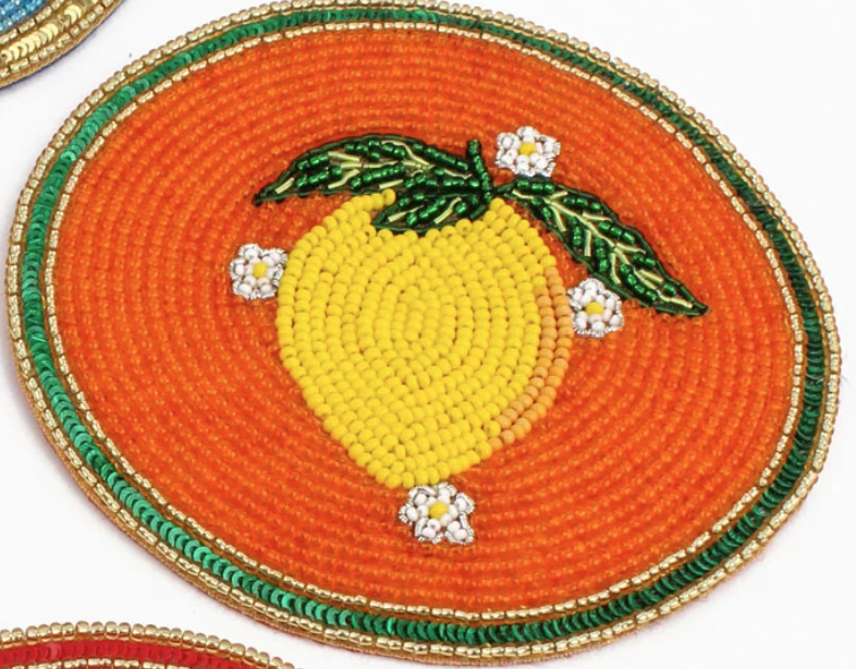 Fruit Motif Beaded Coaster