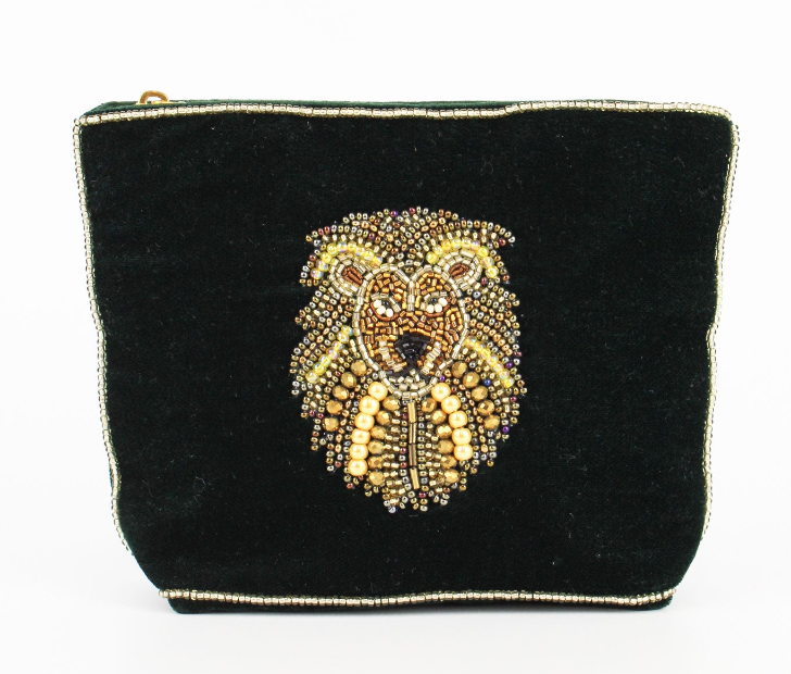 Lion Head Beaded Purse