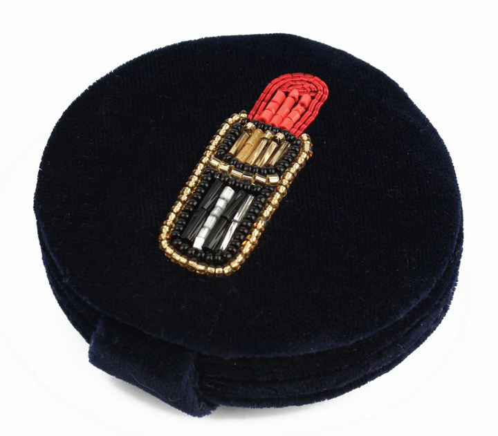 Lipstick Beaded Compact Mirror