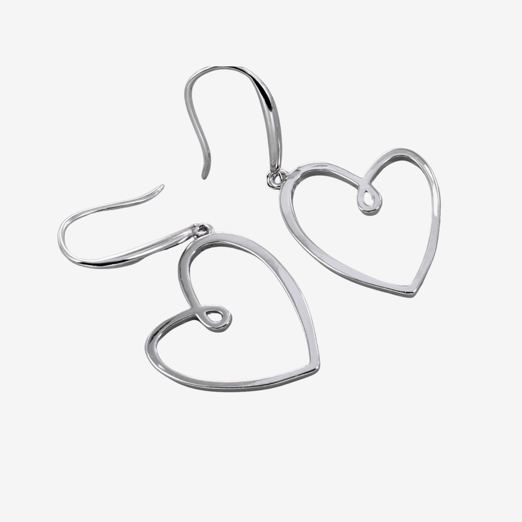 Looped Heart Earrings - Silver