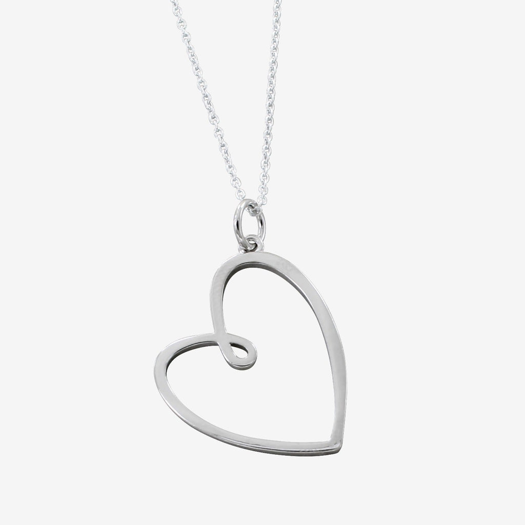 Looped Heart Necklace - Silver