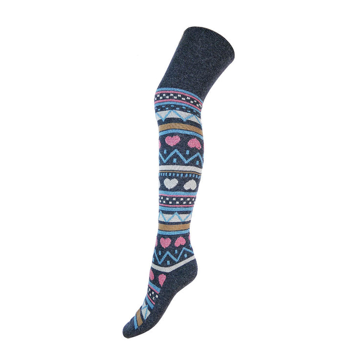Over the Knee Wool Blend Socks - Hearts