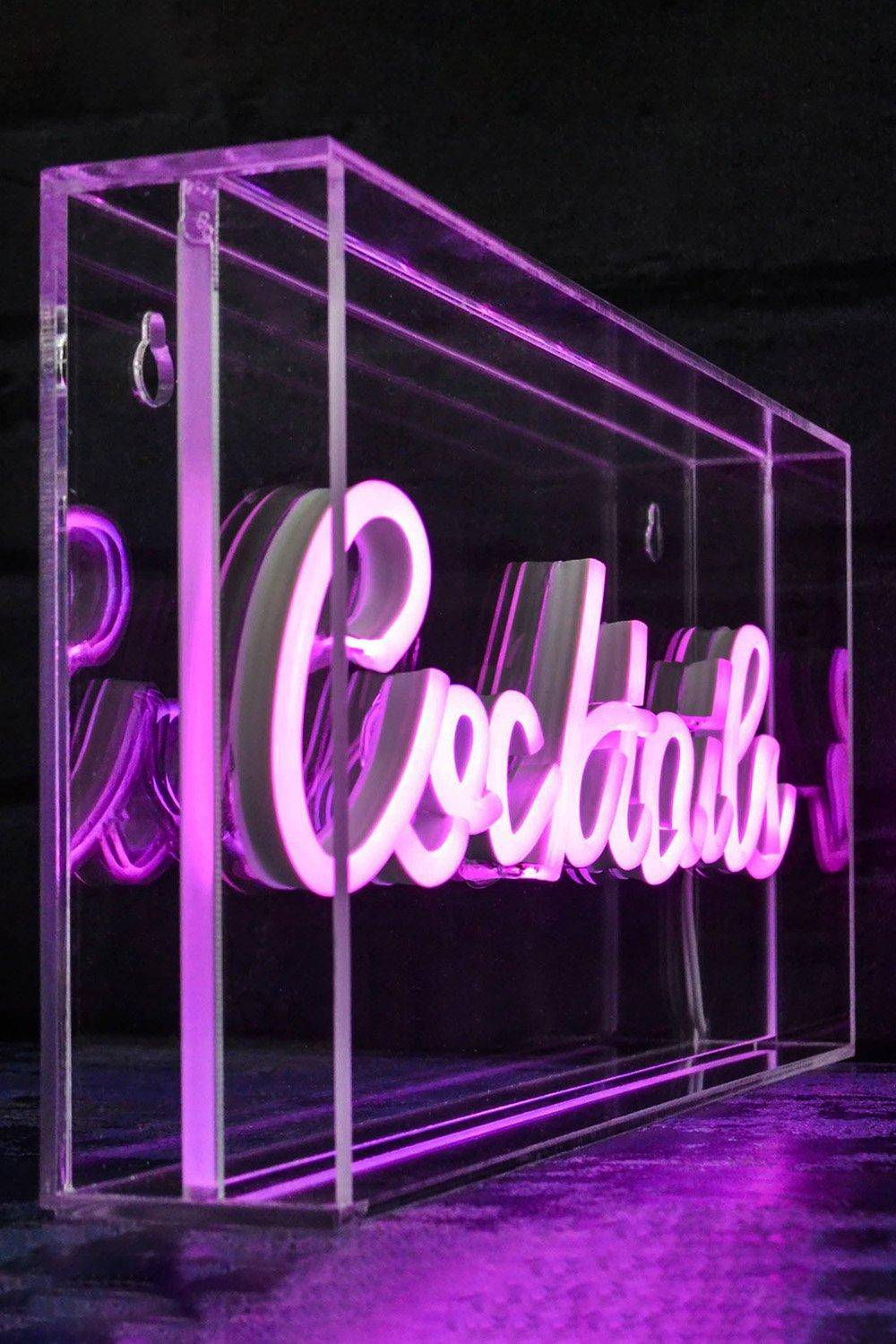 COCKTAILS Neon Pink LED Acrylic Light Box
