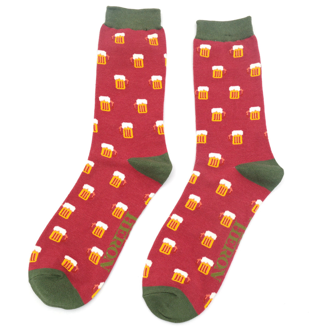 Men's Bamboo Socks - Beer - Red