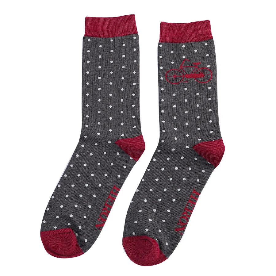 Men's Bamboo Socks Bike and Spots - Charcoal