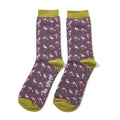 Mens Bamboo Socks Grey - Wild Flamingos